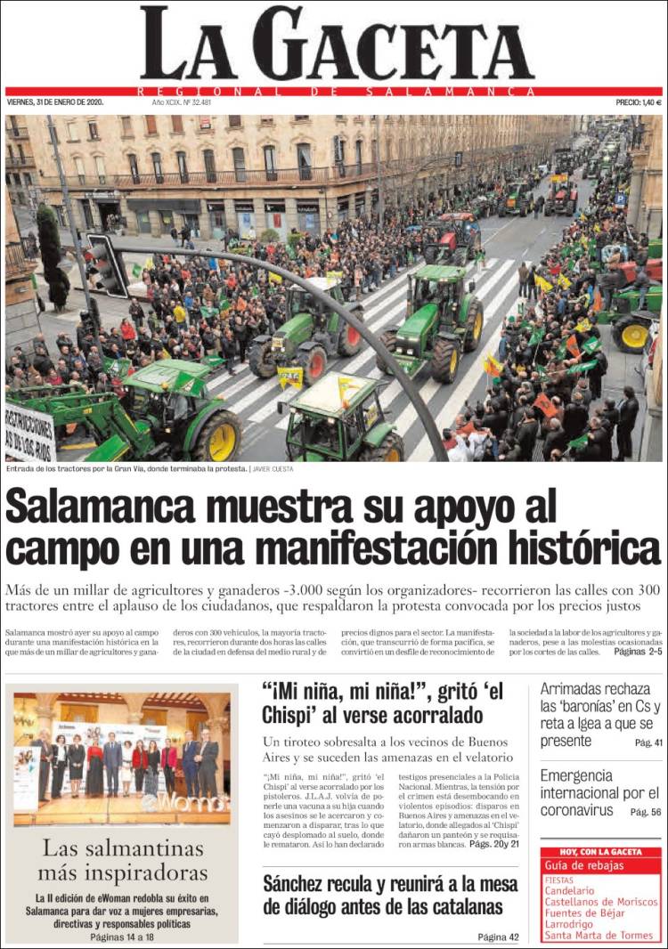 Portada de La Gaceta de Salamanca (España)