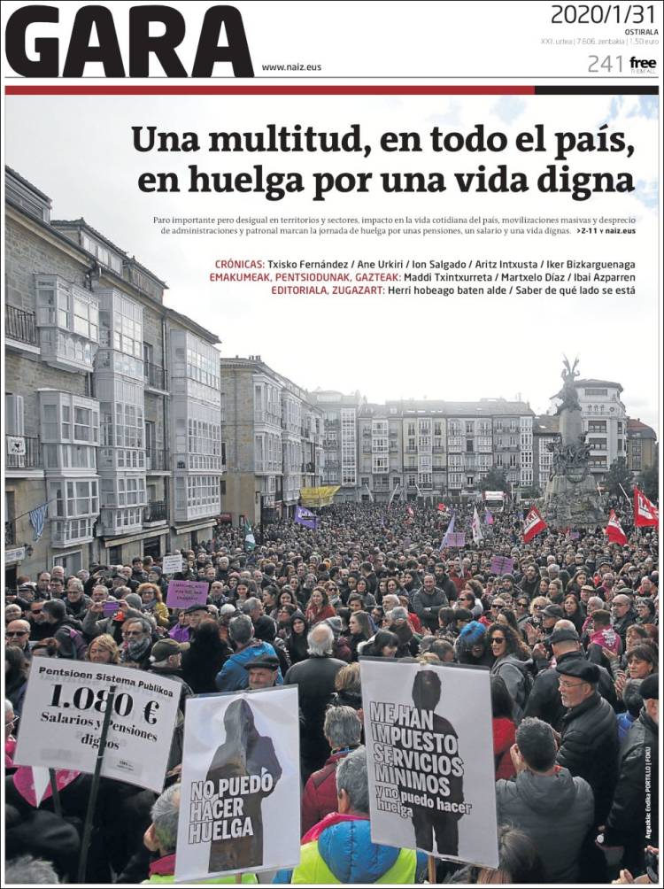 Portada de Gara (España)