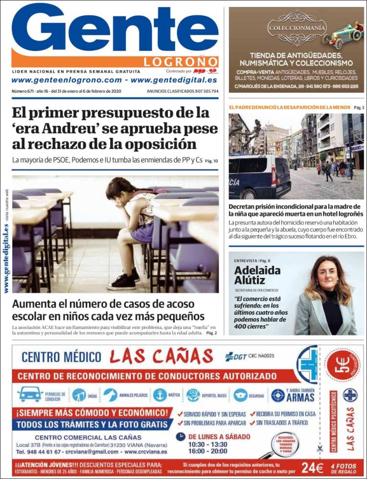 Portada de Gente en Logroño (España)