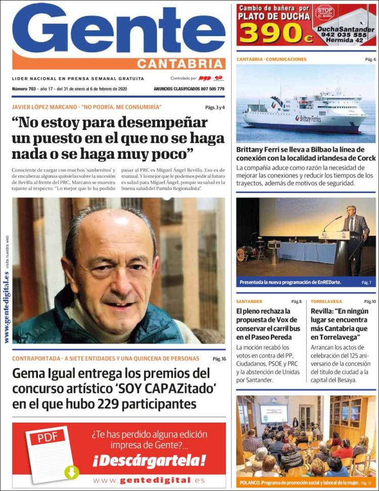 Portada de Gente en Santander (España)