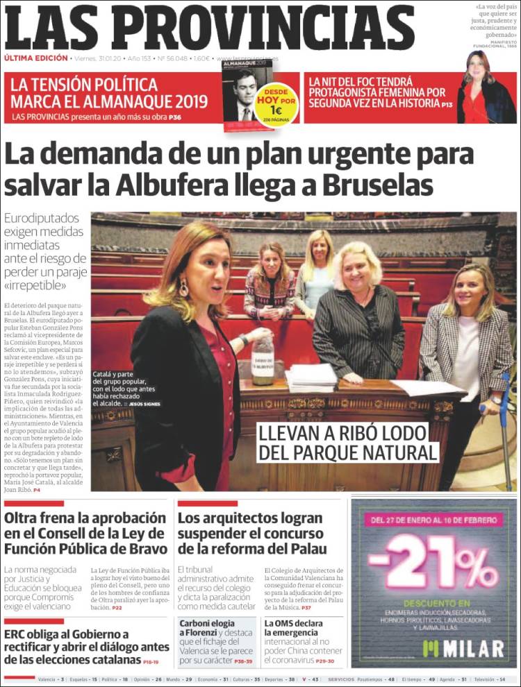 Portada de Las Provincias (España)