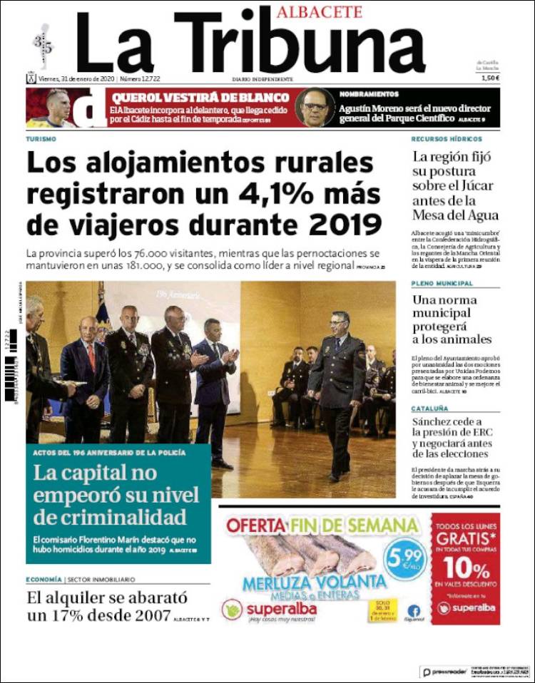 Portada de La Tribuna de Albacete (España)