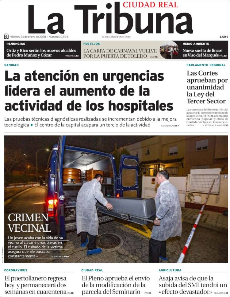 Portada de La Tribuna de Ciudad Real (España)