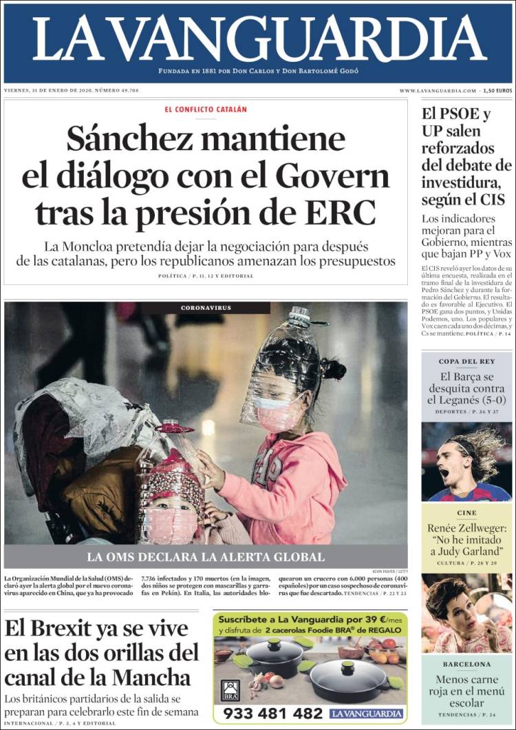 Portada de La Vanguardia (España)