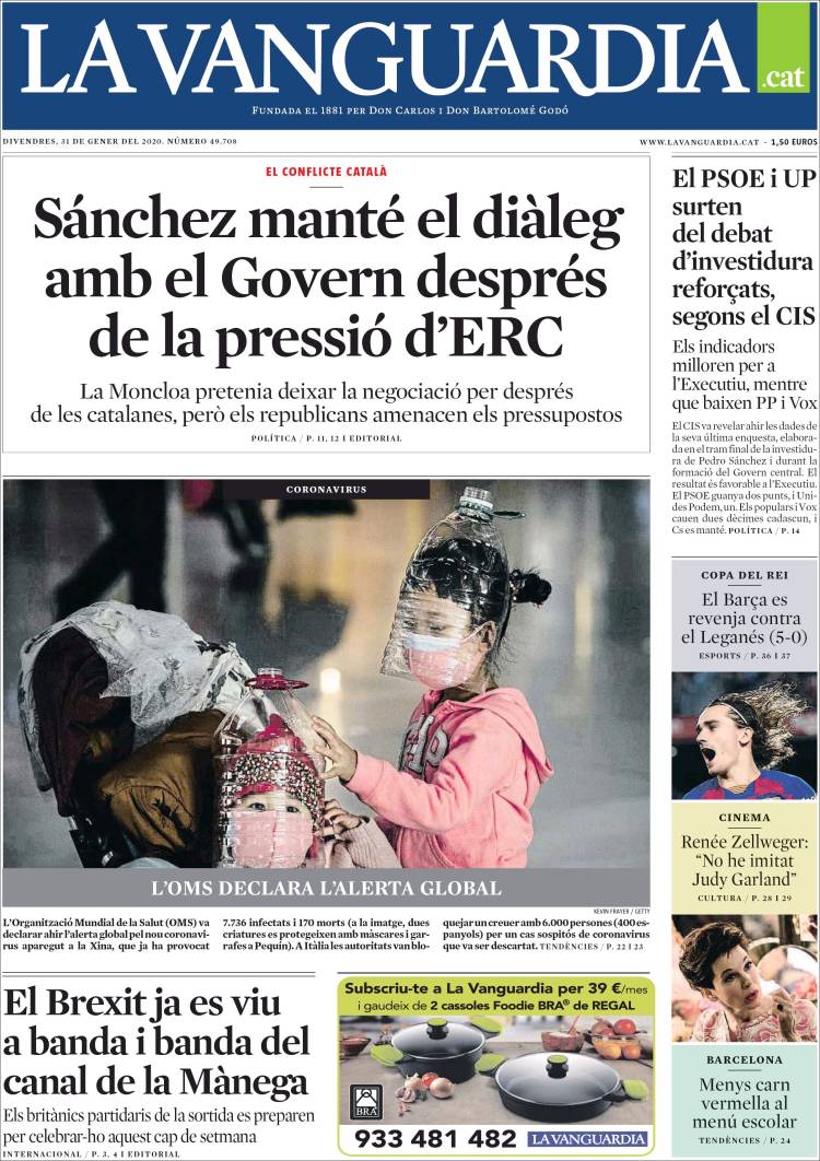 Portada de La Vanguardia (España)