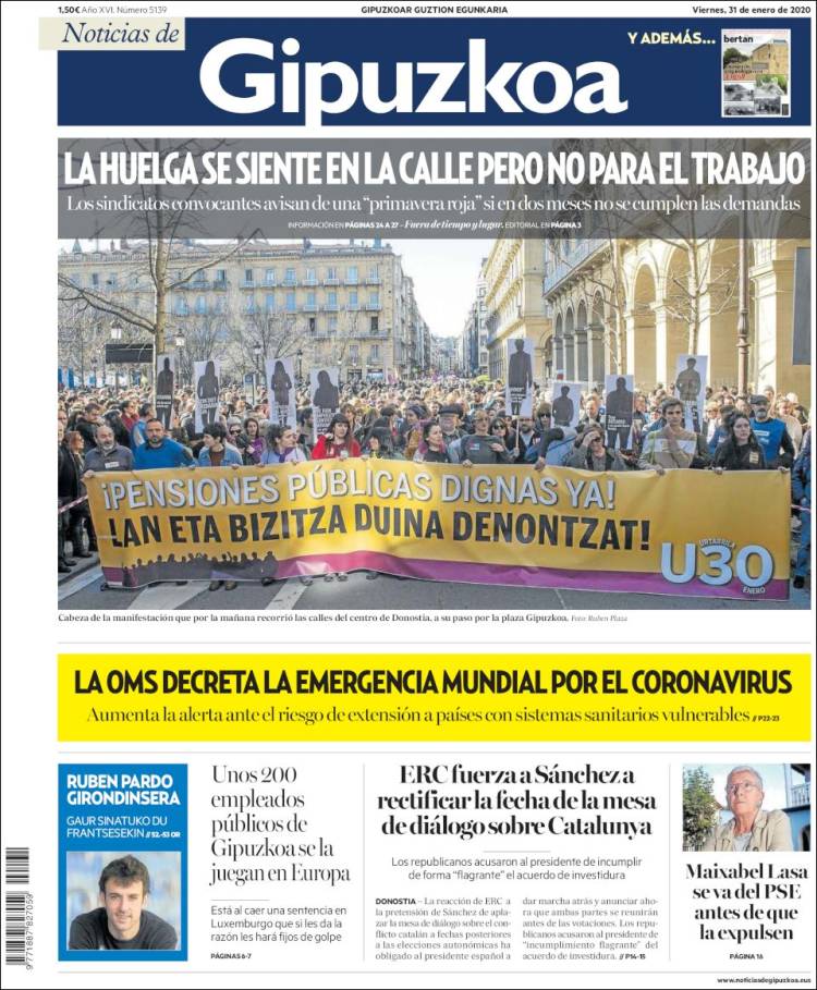 Portada de Noticias de Gipuzkoa (España)