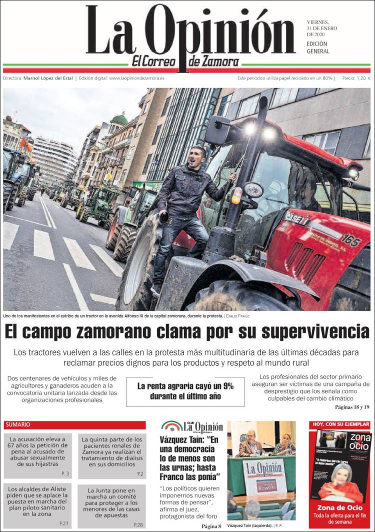 Portada de La Opinión - El Correo de Zamora (España)