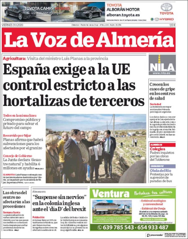 Portada de La Voz de Almería (España)