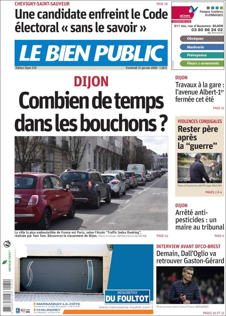 Portada de Le Bien Public (Francia)