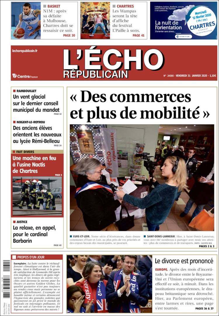 Portada de L'Echo Républicain (Francia)