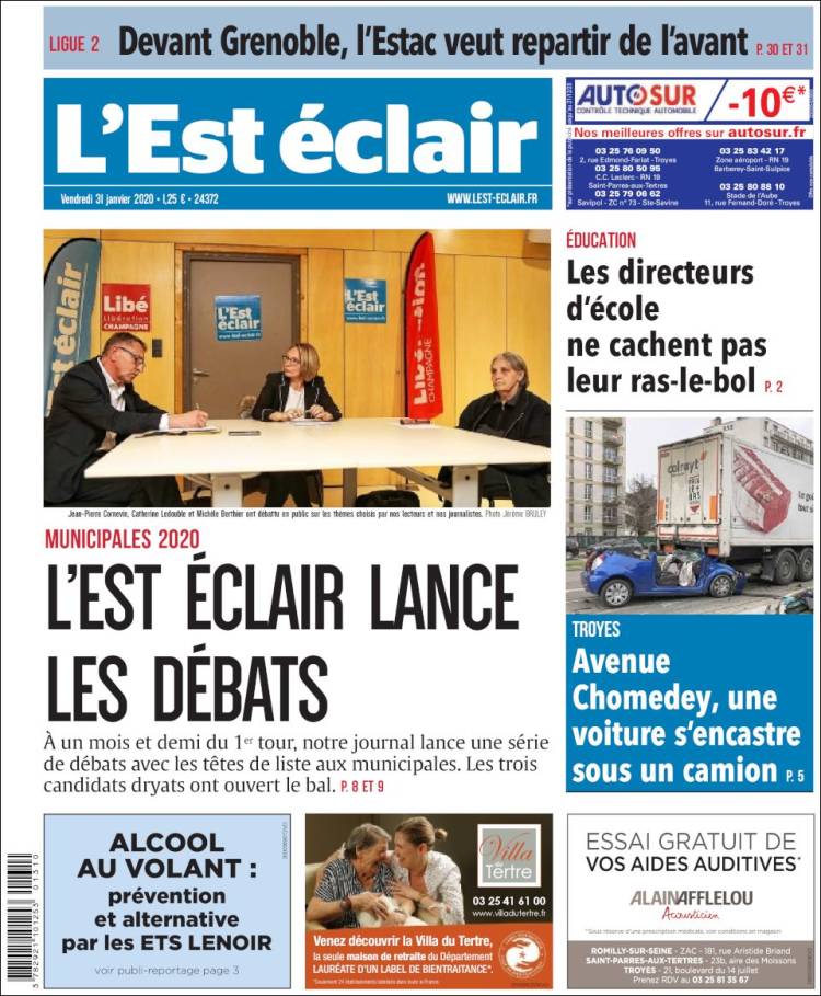 Portada de L'Est Eclair (Francia)