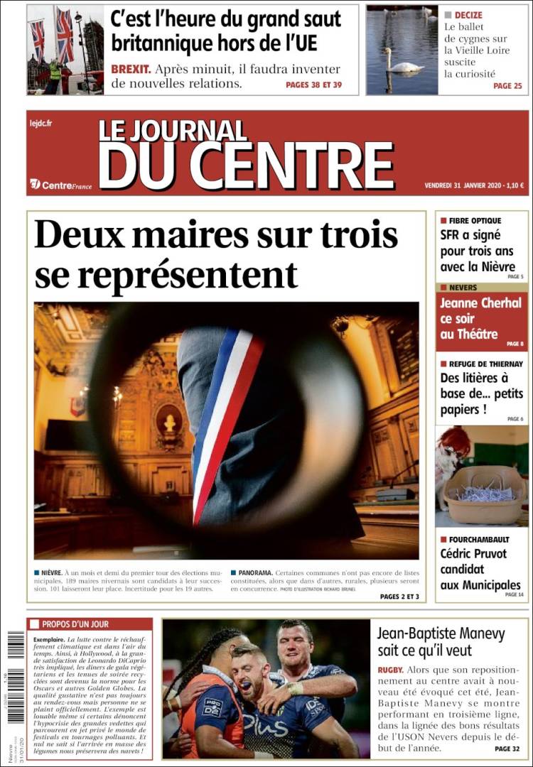 Portada de Le Journal du Centre (Francia)