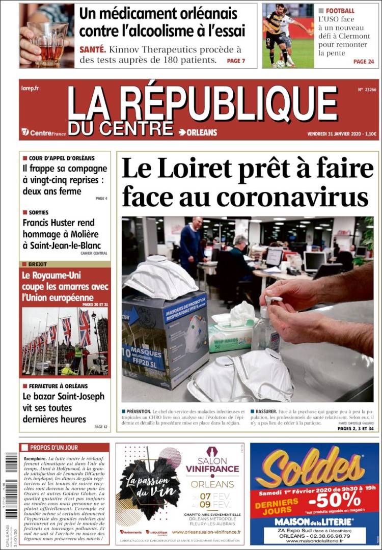 Portada de La République du Centre (Francia)