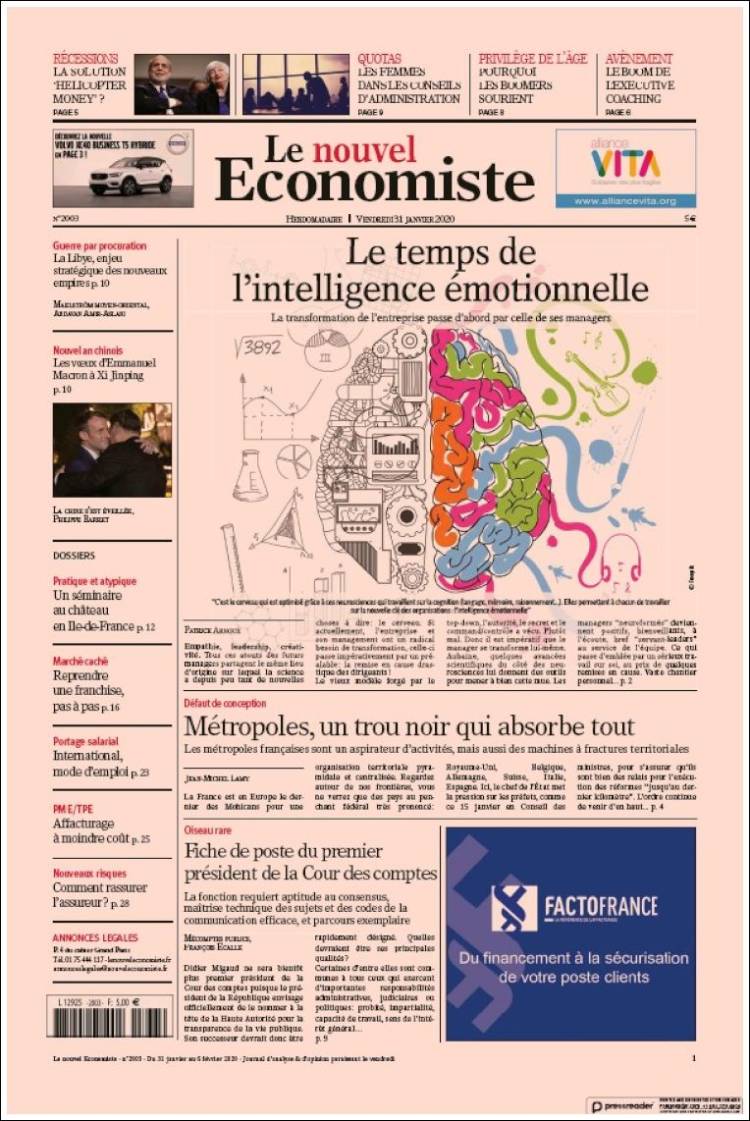 Portada de Le nouvel Economiste (Francia)