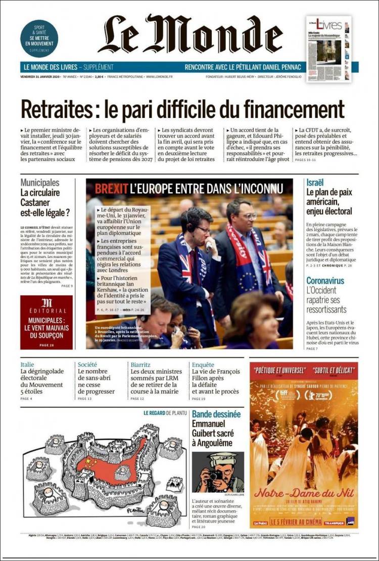 Portada de Le Monde (Francia)