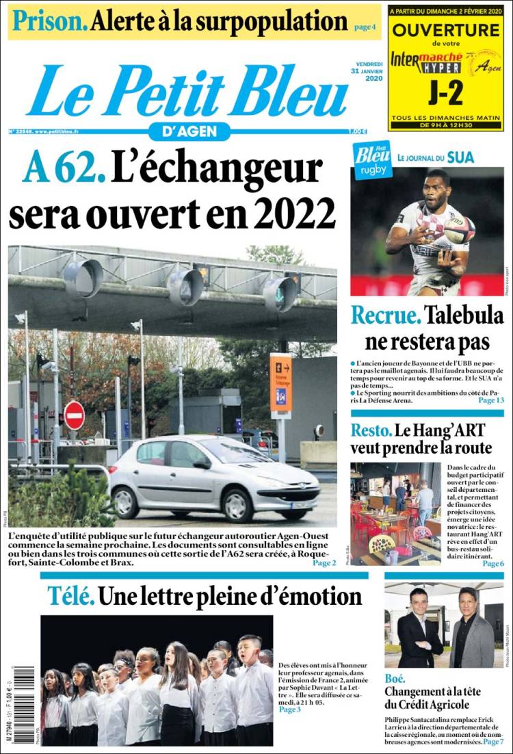 Portada de Le Petit Bleu (Francia)