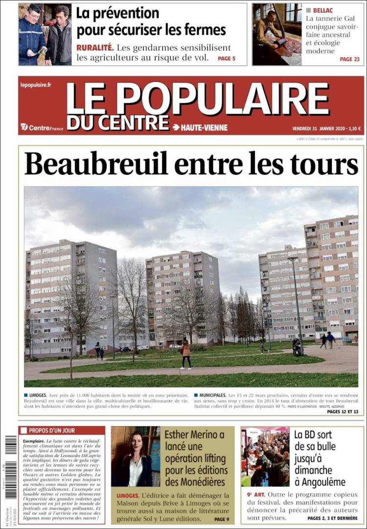 Portada de Le Populaire du Centre (Francia)