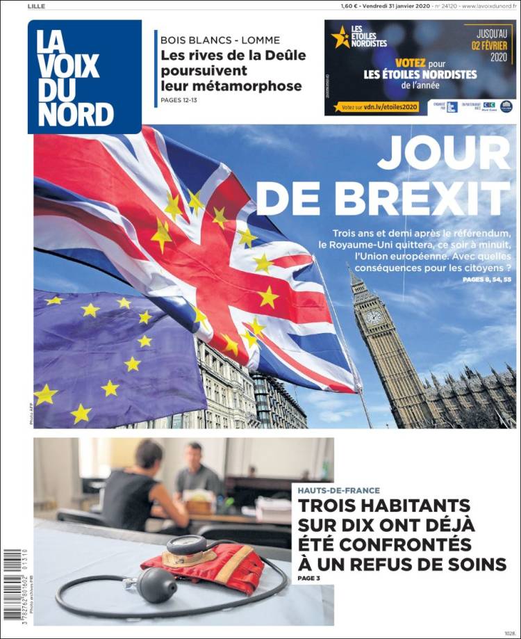 Portada de La Voix du Nord (Francia)