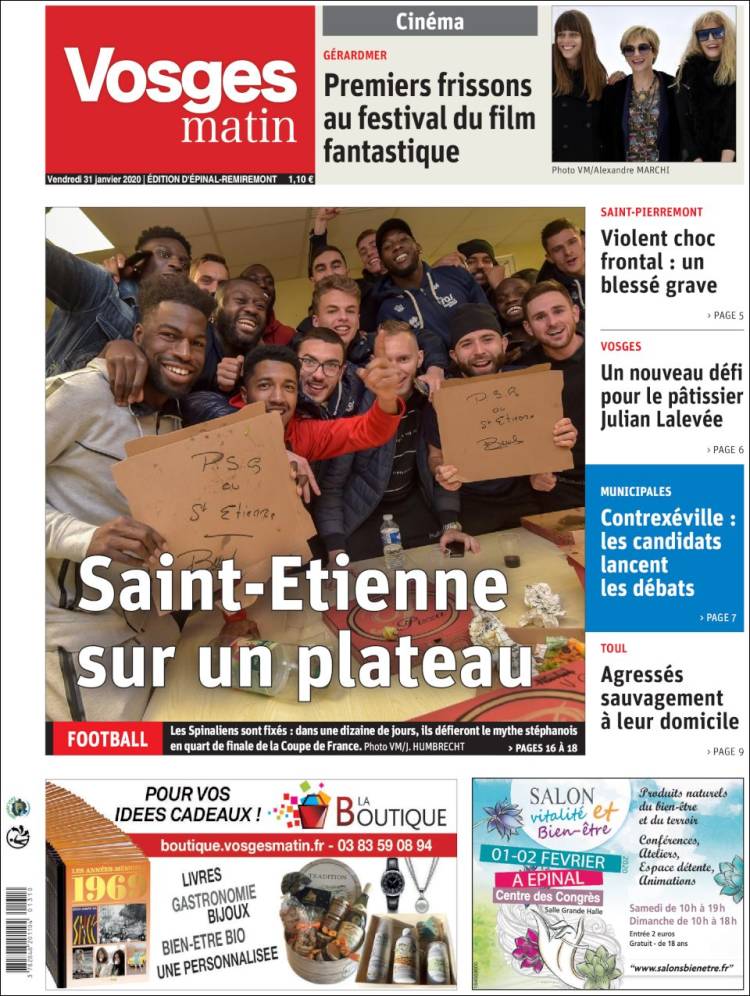 Portada de Vosges Matin (Francia)