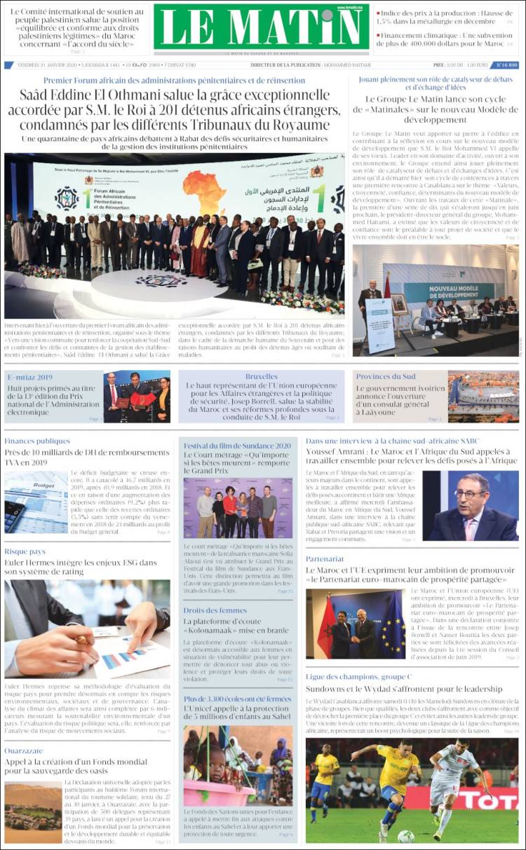 Portada de Le Matin (Marruecos)