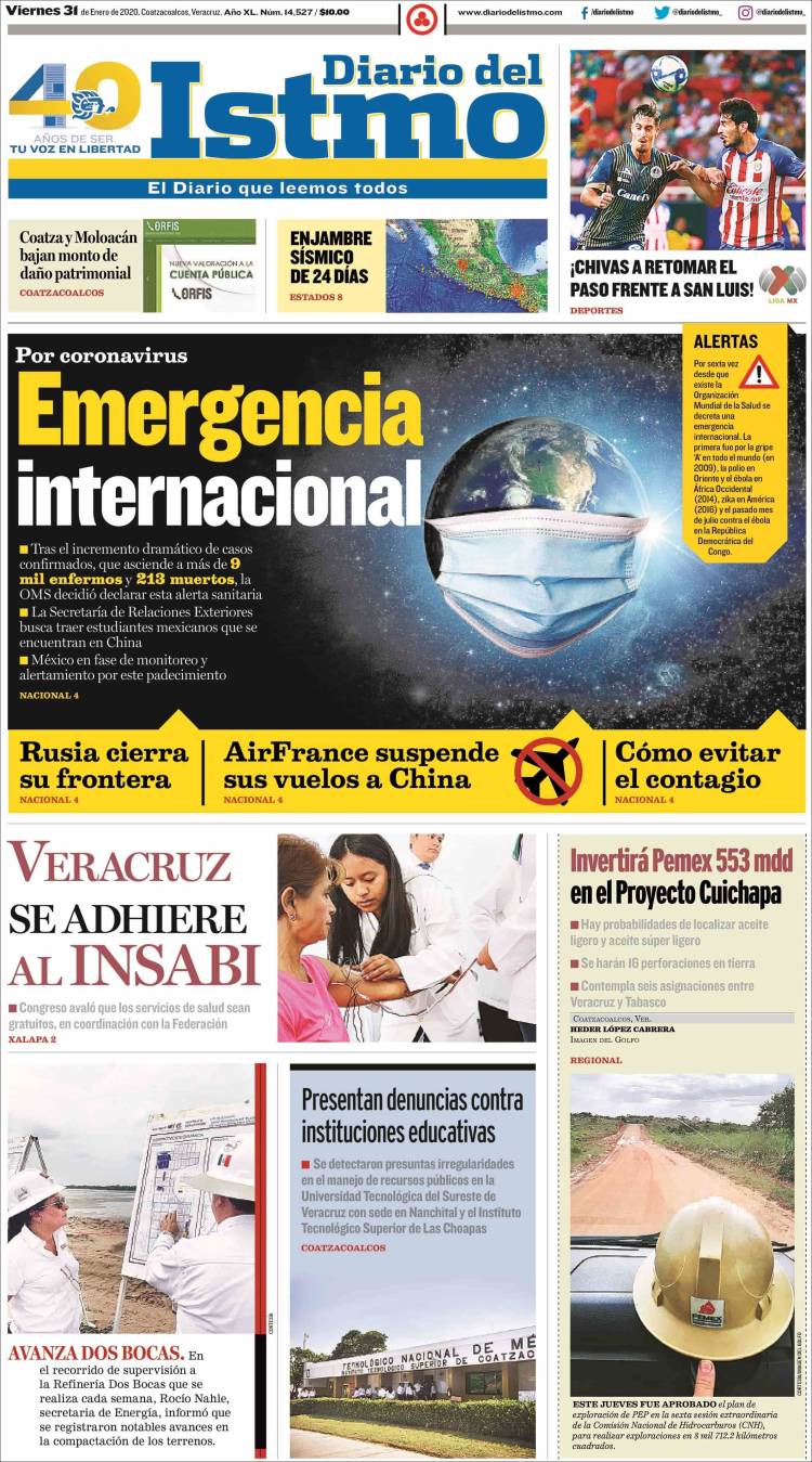 Portada de Diario del Istmo - Voz en Libertad (México)