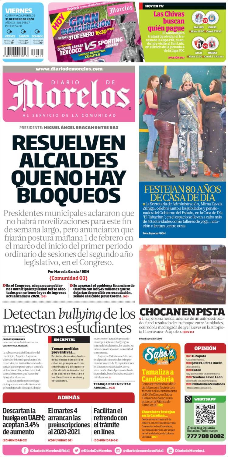 Portada de Diario de Morelos (Mexico)