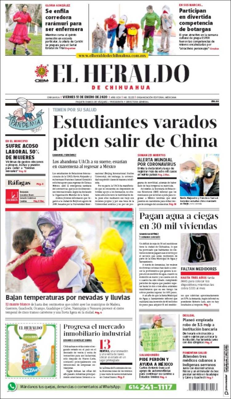 Portada de El Heraldo de Chihuahua (Mexico)