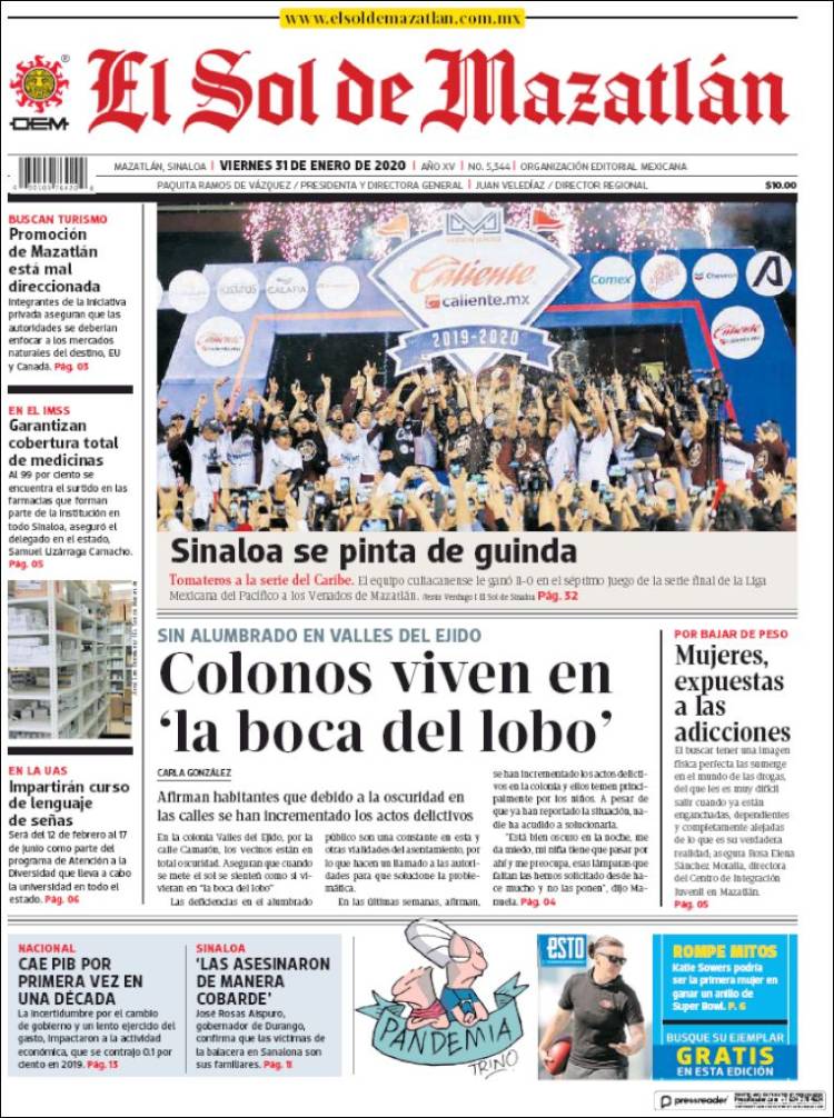 Portada de El Sol de Mazatlán (Mexico)
