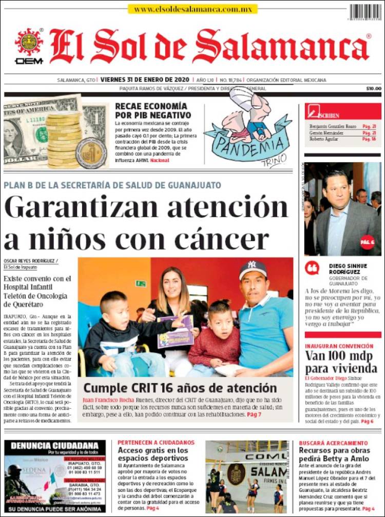 Portada de El Sol de Salamanca (Mexico)