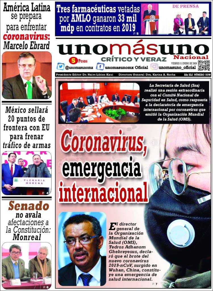 Portada de unomásuno (México)