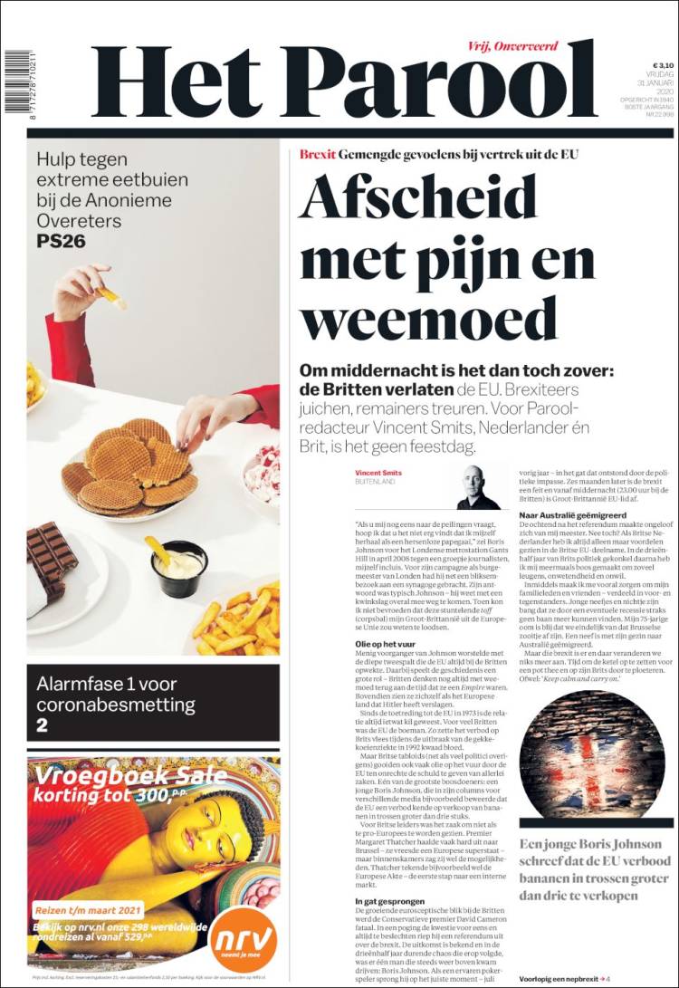 Portada de Het Parool (Pa&iacute;ses Bajos)