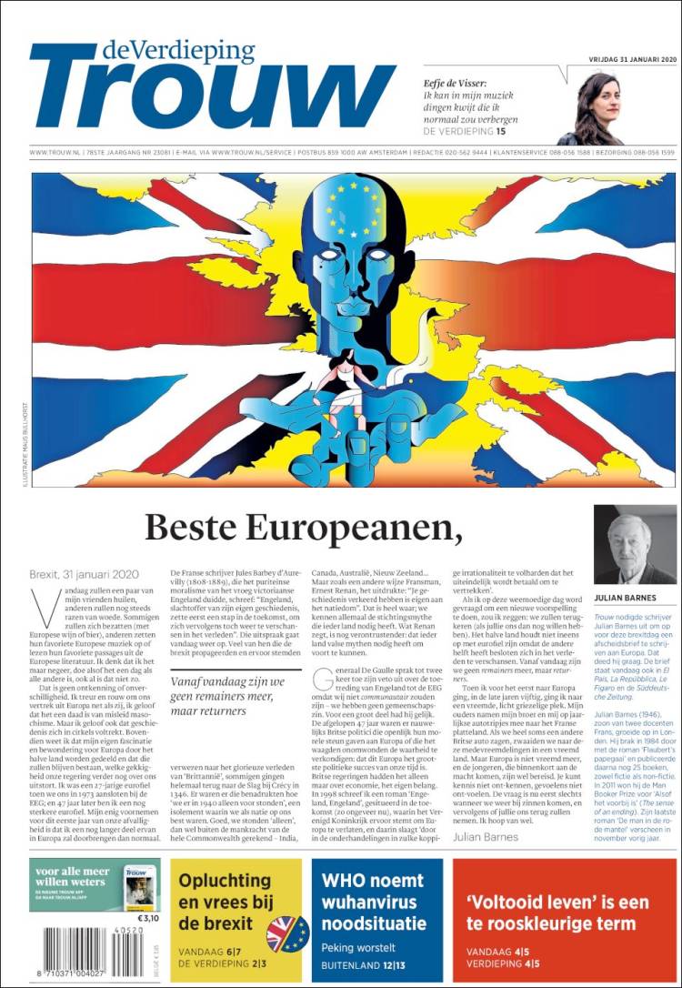 Portada de Trouw (Pa&iacute;ses Bajos)