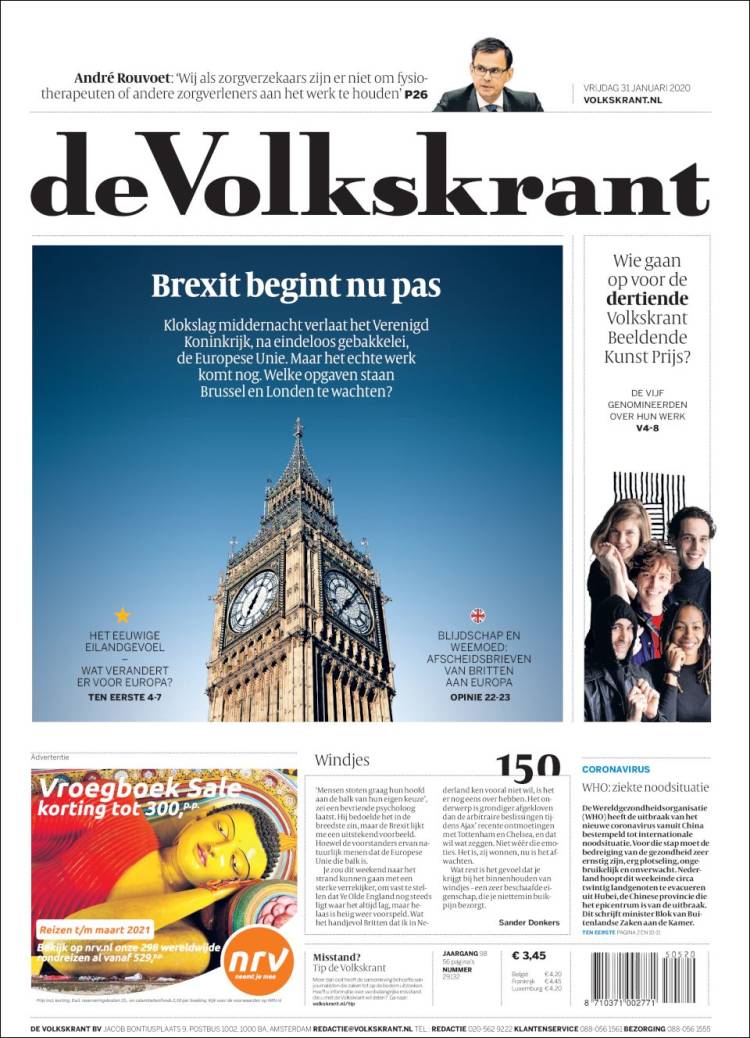 Portada de De Volkskrant (Pa&iacute;ses Bajos)