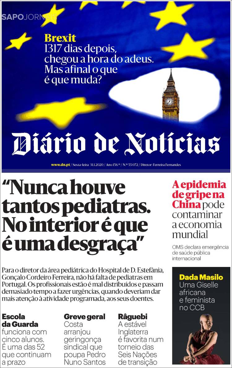 Portada de Diário de Noticias (Portugal)