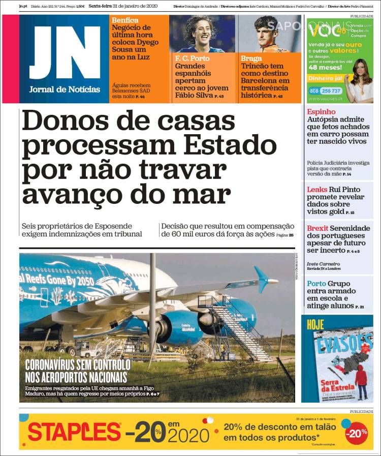 Portada de Jornal de Notícias (Portugal)
