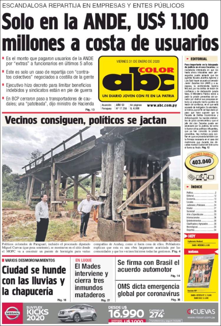 Portada de ABC Color (Paraguay)