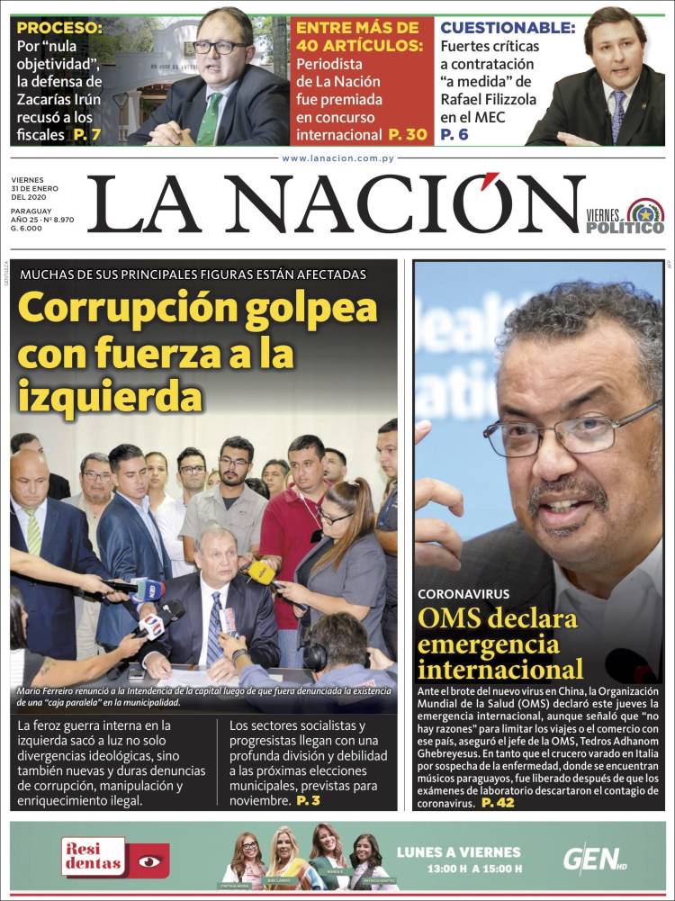 Portada de La Nación (Paraguay)
