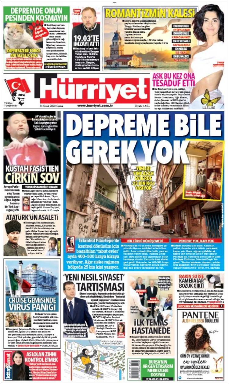 Portada de Hürriyet (Turqu&iacute;a)