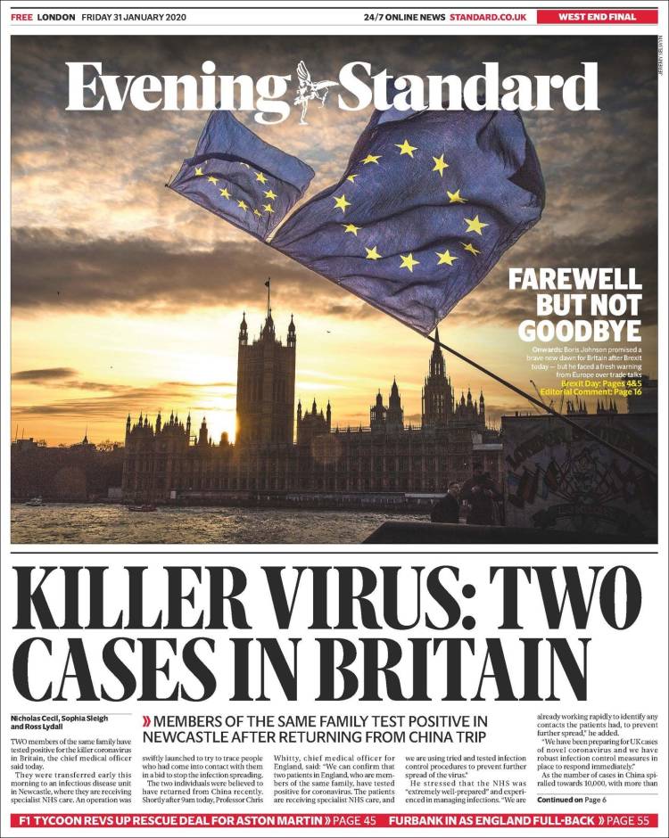 Portada de Evening Standard (Reino Unido)