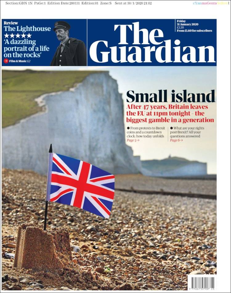 Portada de The Guardian (Reino Unido)