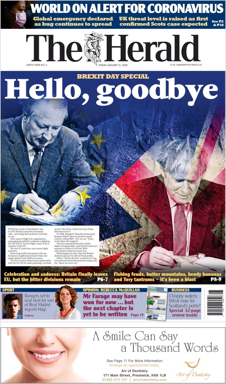 Portada de The Herald (Reino Unido)