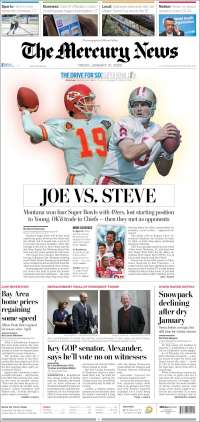 Portada de San Jose Mercury News (USA)