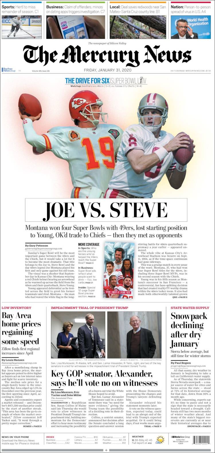 Portada de San Jose Mercury News (USA)