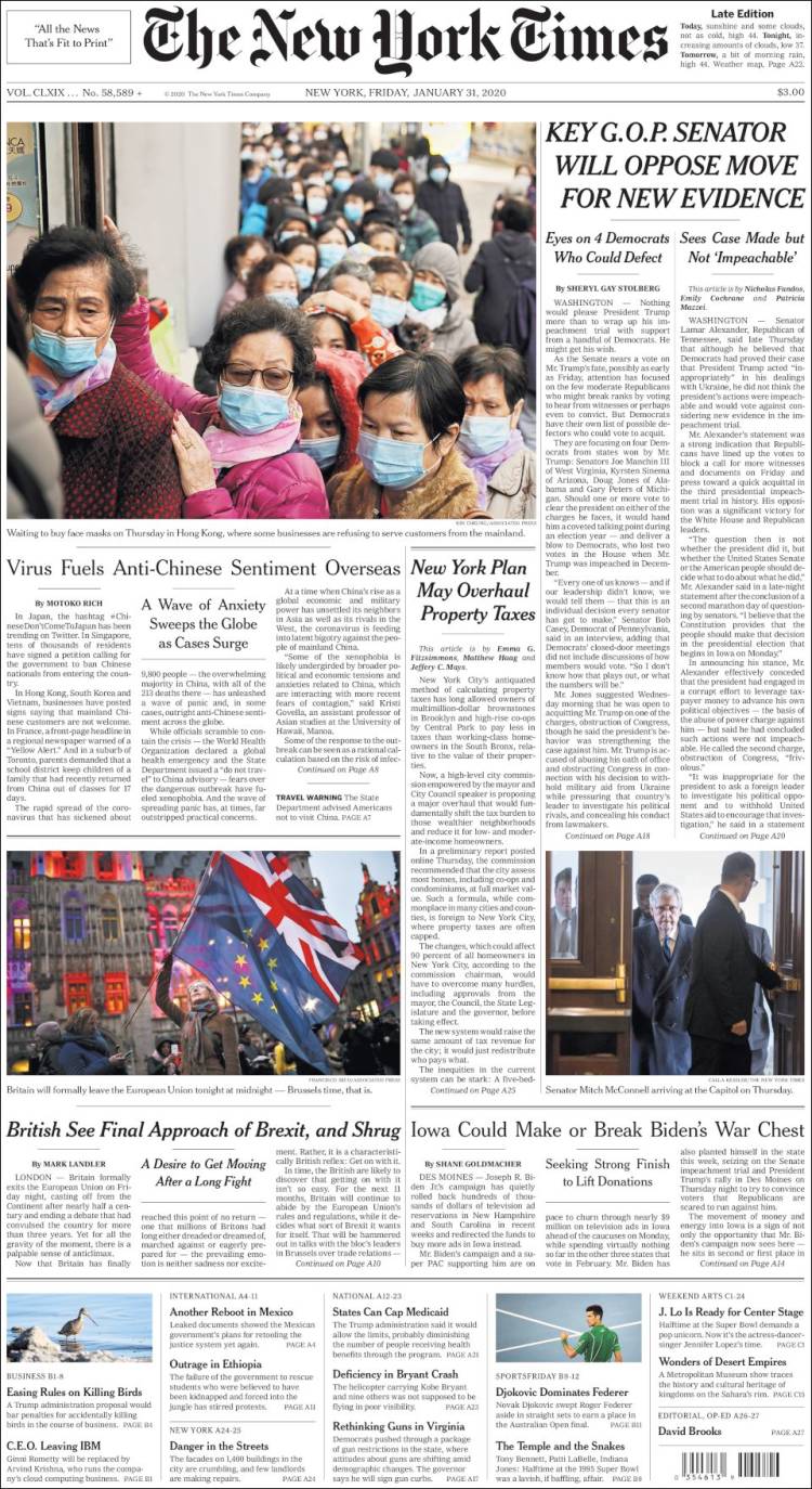 Portada de New York Times (USA)