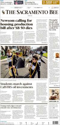 Portada de The Sacramento Bee (USA)