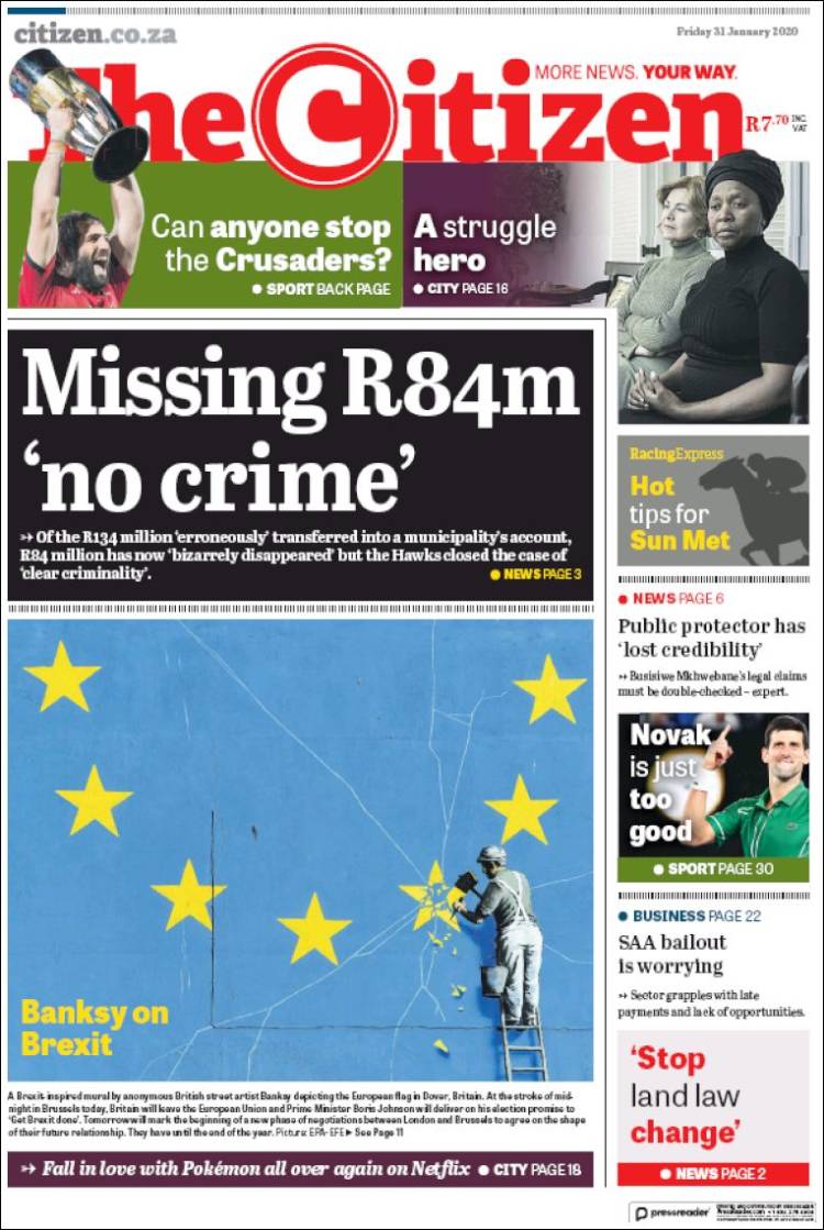 Portada de The Citizen (Sud&aacute;frica)