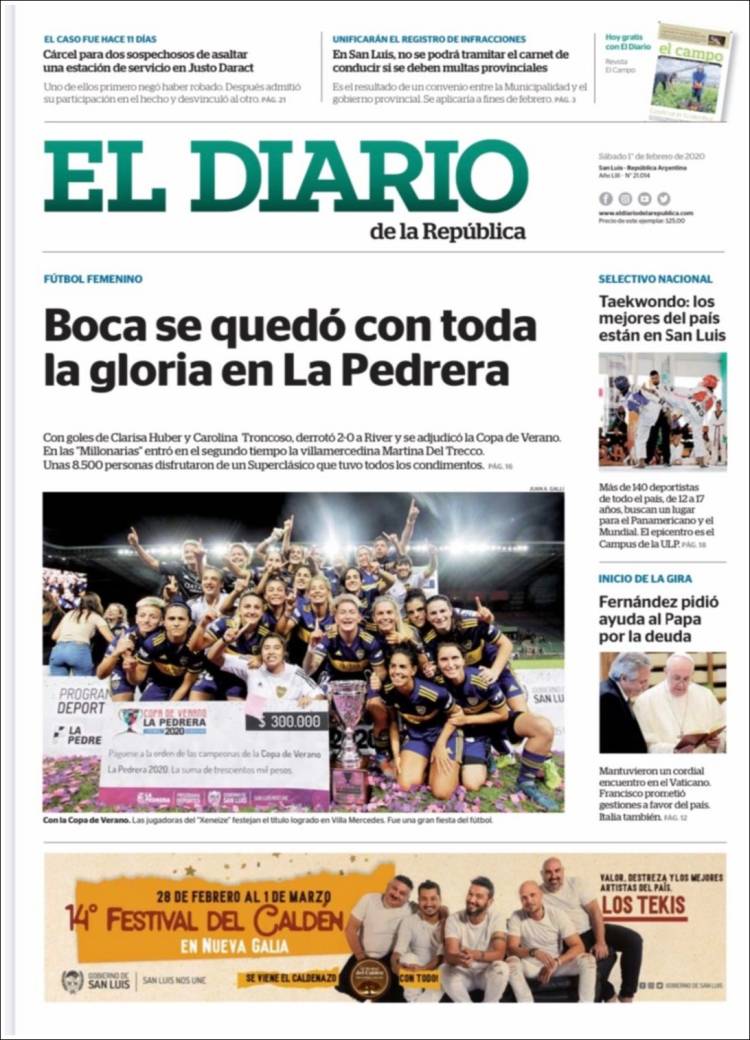 Portada de Diario de la República (Argentina)