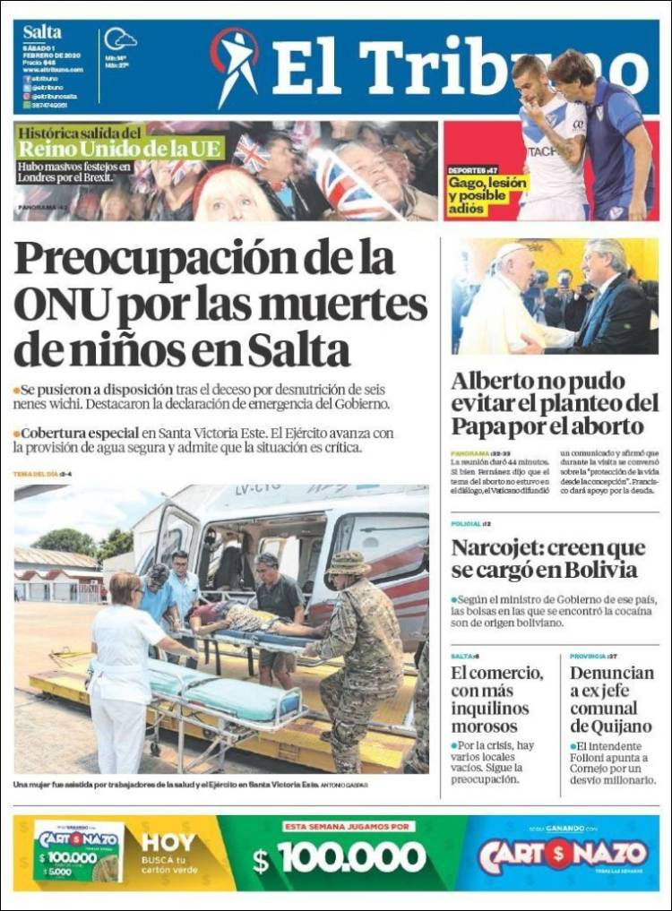 Portada de El Tribuno - Salta (Argentina)