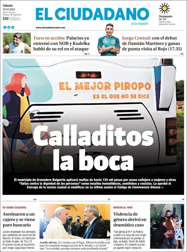 Portada de Diario El Ciudadano (Argentina)