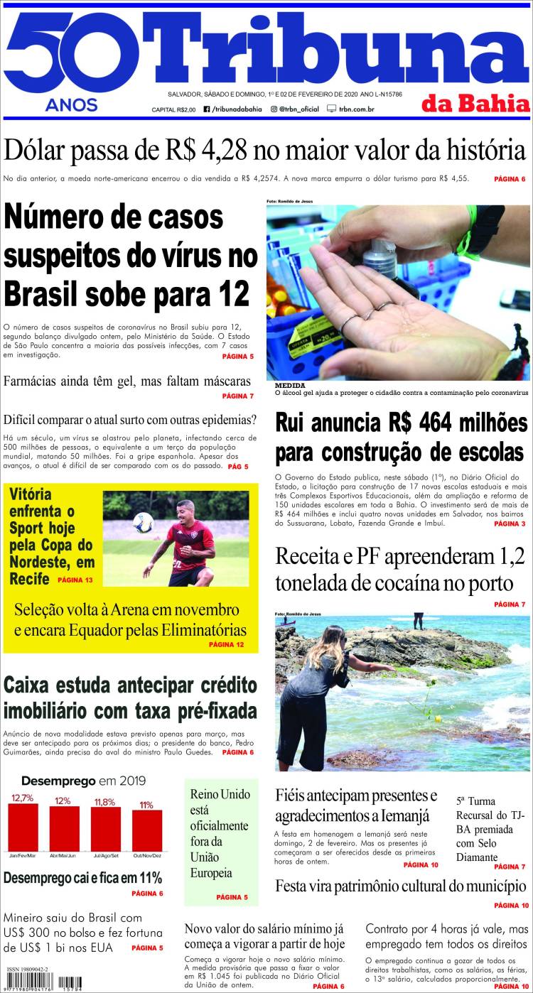 Portada de Tribuna da Bahia (Brasil)